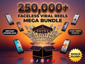 250K viral faceless reels bundle for TikTok Instagram Reels YouTube Shorts with PLR MRR rights