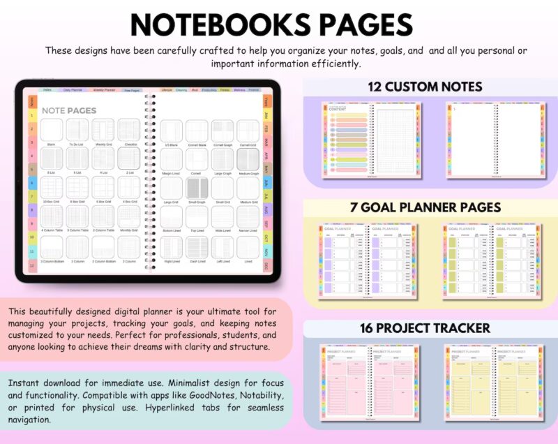 All-in-One Digital Planner 2026–2028 | Hyperlinked GoodNotes Planner | Daily Weekly Monthly Journal | iPad & Tablet Planner