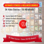 Ultimate fitness bundle with video courses and health ebooks for weight loss, muscle building and resale