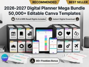 2026–2027 Digital Planner Mega Bundle | 50,000+ Canva Templates | PLR & MRR Resell Rights | Editable Planner Business Kit